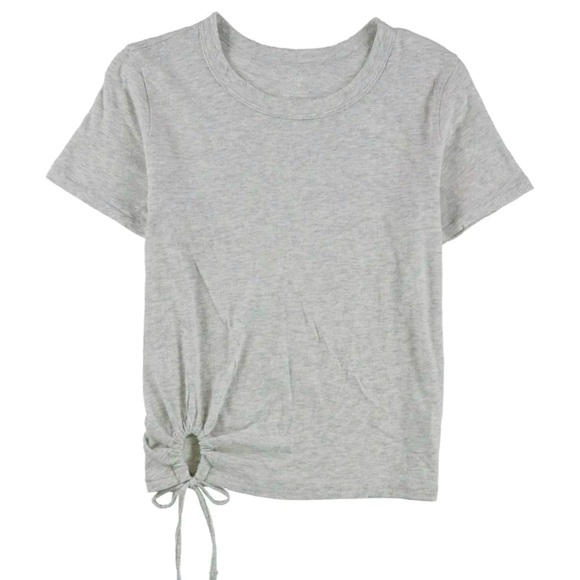 New Aerie Keyhole Tie Detail Tee Shirt Size XL Gray - Picture 1 of 2